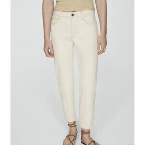NWT Mango Mom Comfort high-rise ankle Jeans Pants Ivory Color Size 6